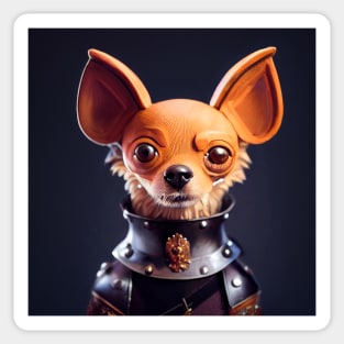 Chihuahua wearing medieval knight armor Sticker